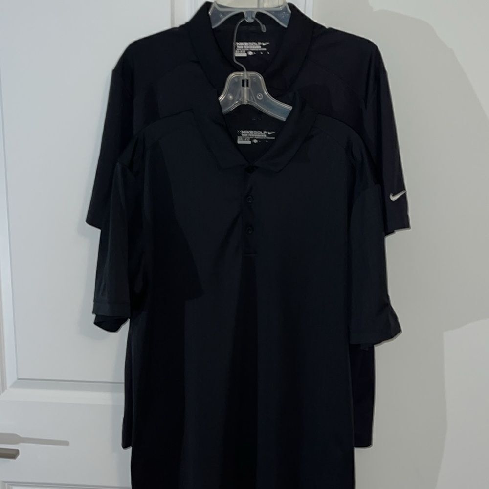 2-Great print fabric Nike black Tour Performance golf polo shirt pointed collar